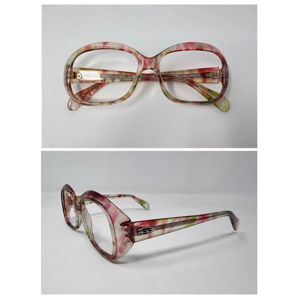 Vintage Confetti Acetate Eyeglass Frames Only 50-17-135 British Hong Kong NOS B